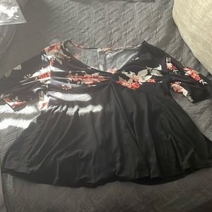 Black shirt with flowers
